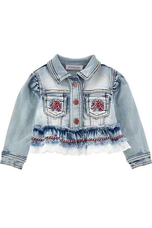 MONNALISA Chaqueta vaquera con bordado y encaje.