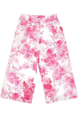 MONNALISA Pantalón de raso de algodón con ramos