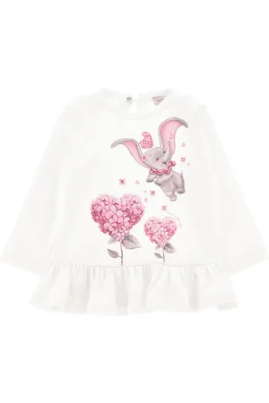 MONNALISA Camiseta larga de algodón de Dumbo y pedrería