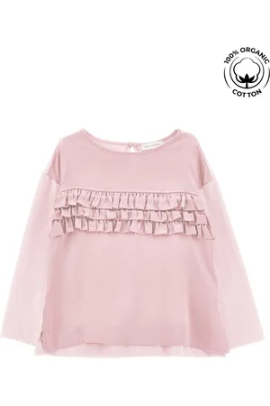 MONNALISA Camiseta de algodón orgánico con volantes