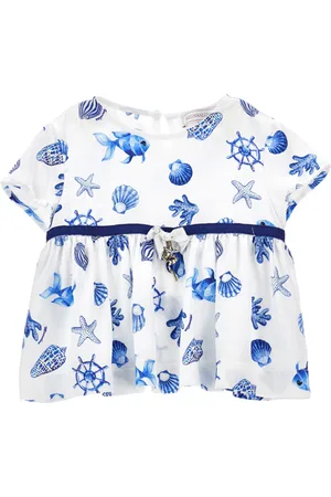 MONNALISA Top de raso con estampado marino