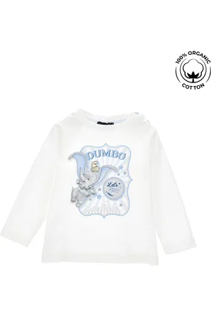 MONNALISA Camiseta de algodón orgánico con estampado engomado de Dumbo