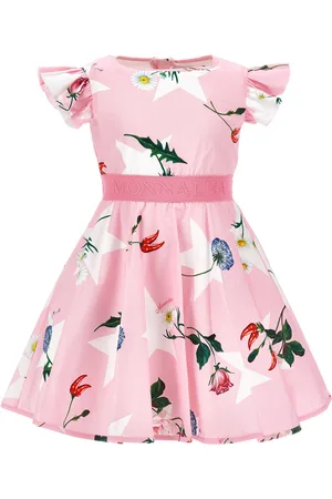 MONNALISA Vestido de algodón con inserción con logotipo