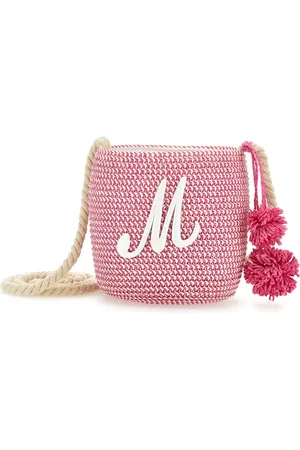 MONNALISA Bolso bombonera de paja con pompones