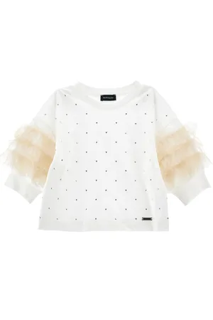 MONNALISA Top de punto con tul y strass