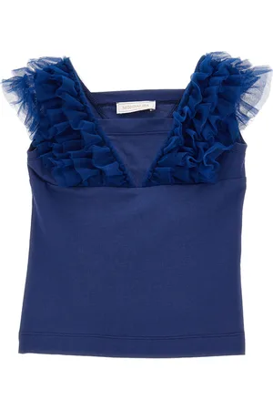 MONNALISA Camiseta de tirantes de punto con detalles de tul