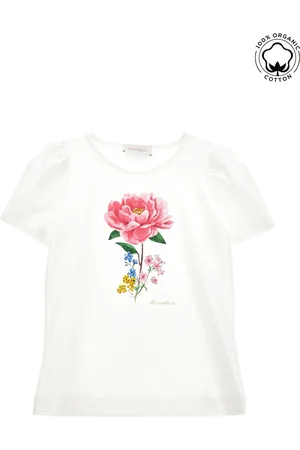 MONNALISA Camiseta de algodón con estampado de jardín