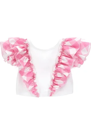 MONNALISA Camiseta con volantes de vichy