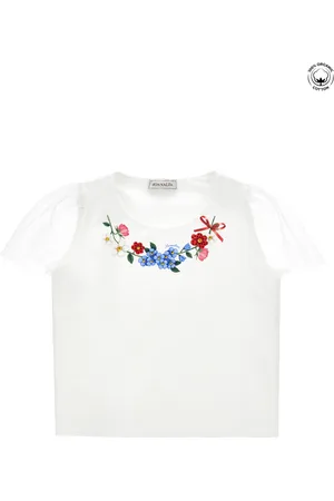 MONNALISA Camiseta de algodón orgánico con mangas de tul