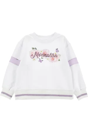 MONNALISA Sudadera abierta con logotipo de strass