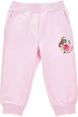 MONNALISA Joggers de felpa elástica con flores