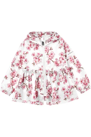 MONNALISA Chaqueta cortavientos con estampado de flores de melocotón