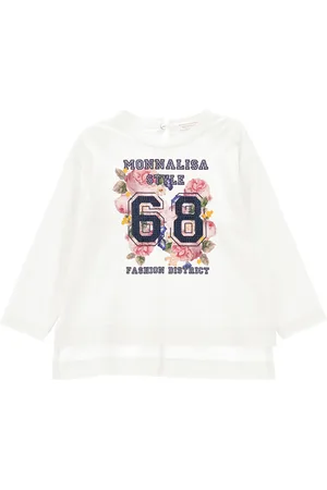 MONNALISA Camiseta larga algodón pedrería y aberturas