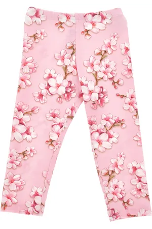 MONNALISA Leggings con estampado de flores de melocotón