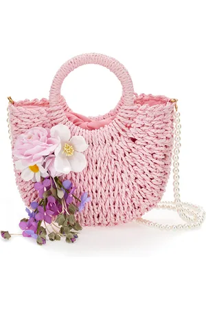 MONNALISA Bolso de rafia con flores aplicadas