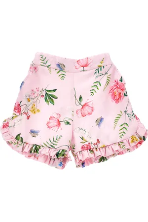 MONNALISA Pantalón corto de raso con estampado botánico