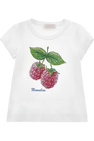 MONNALISA Camiseta frambuesa con pedrería