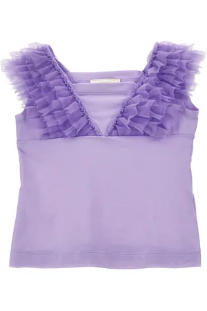 MONNALISA Camiseta de tirantes de punto con detalles de tul