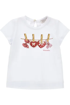 MONNALISA Camiseta de algodón con estampado de corazones