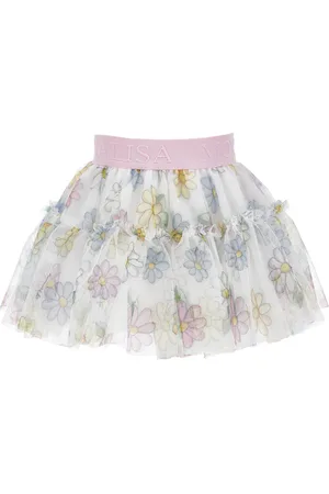MONNALISA Falda de tul con estampado de margaritas