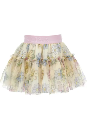 MONNALISA Falda de tul con estampado de margaritas