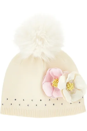 MONNALISA Gorro de mezcla de lana con anémonas