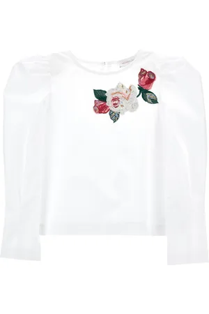 MONNALISA Blusa de popelina con rosas bordadas