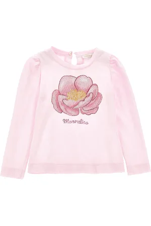 MONNALISA Camiseta de algodón con bordado de anémona