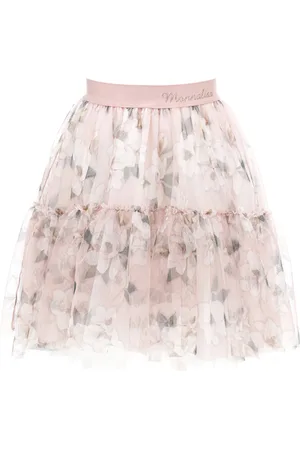 MONNALISA Falda de tul con estampado de magnolia