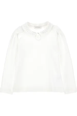 MONNALISA Camiseta con cuello de pedrería