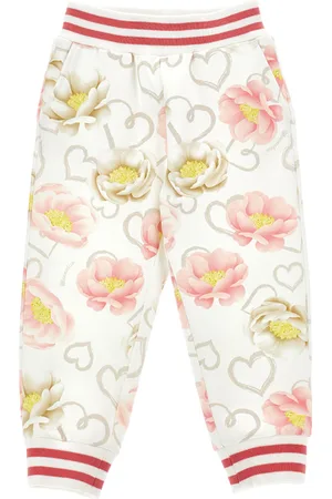 MONNALISA Jogger de felpa con estampado de anémonas