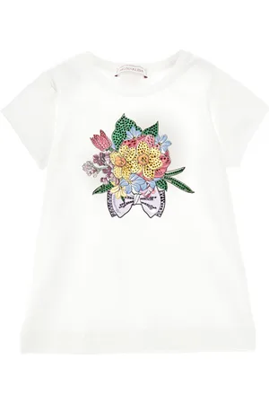 MONNALISA Camiseta con ramo con pedrería