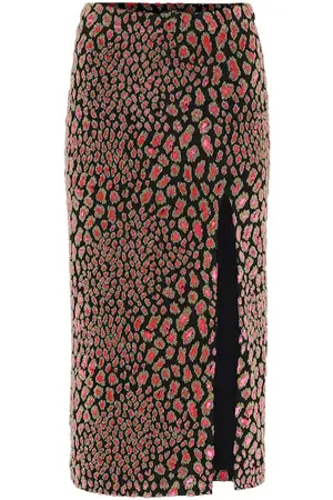 Caroline Constas Falda midi Leo de terciopelo
