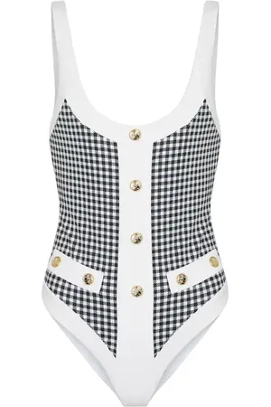 Caroline Constas Bañador Sailor de cuadros vichy