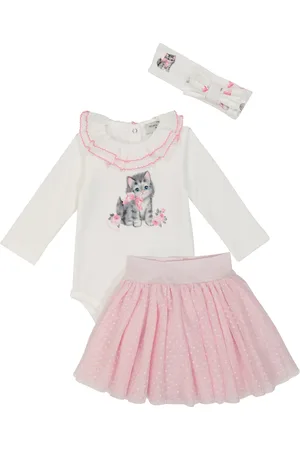 MONNALISA Bebé - set de body, falda y diadema de algodón