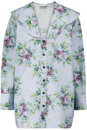 Ganni Blusa de popelín de algodón floral
