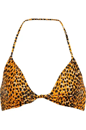 Ganni Top de bikini estampado de leopardo