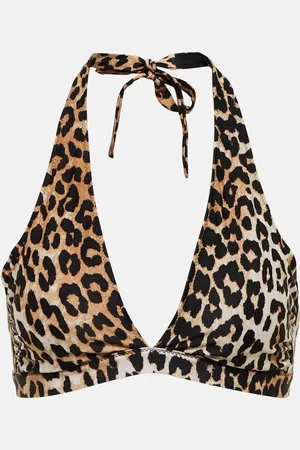 Ganni Top de bikini con estampado de leopardo