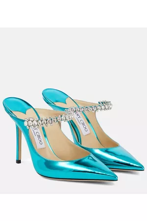 Jimmy Choo Mules Bing 100 de piel metalizada