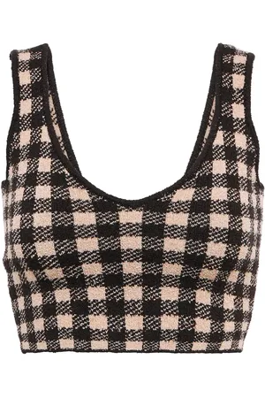 Altuzarra Top Argia a cuadros cropped