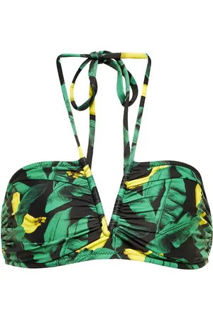 Ganni Top de bikini con cuello halter estampado