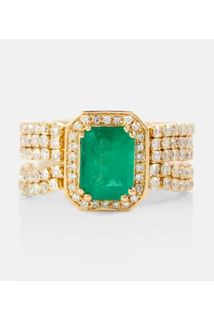 Shay Anillo 5 Thread Illusion de oro de 18 ct con diamantes y esmeralda