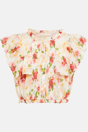 LOVESHACKFANCY Crop top Nora de algodón floral