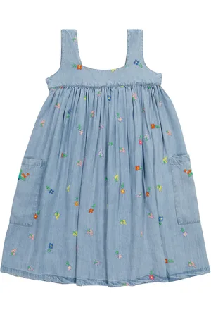 Stella McCartney Vestido de denim con bordado floral