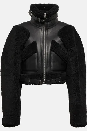 DION LEE Chaqueta de piel con ribetes de borrego