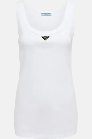 Prada Tank top de algodón con logo