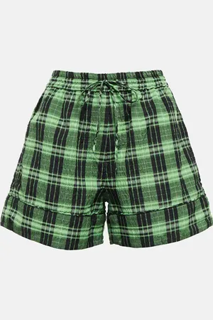 Ganni Shorts de seersucker a cuadros
