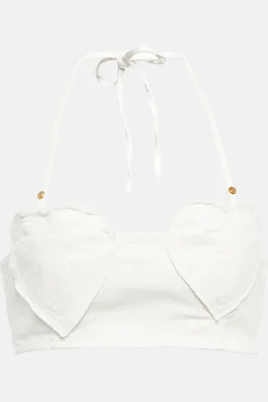 BLUMARINE Crop top de algodón adornado