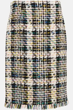 Oscar de la Renta Falda midi de tweed en mezcla de algodón