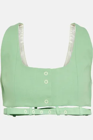 Ganni Crop top en lona de algodón